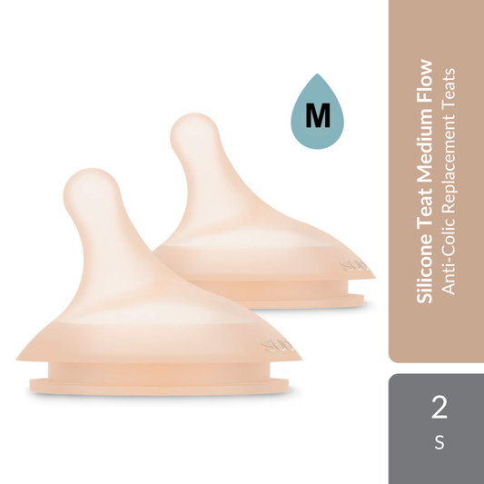 Suavinex Zero Zero Silicone Teat Medium Flow 3M+ 2s | Anti-Colic Replacement Teats With Medium Flow Suavinex