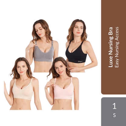 Shapee Luxe Nursing Bra 1s | Wire-Free Comfort & Easy Nursing Access For Breastfeeding Mothers Shapee