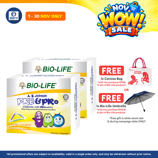 Bio-life A.B. Junior Prebiotic & Probiotic 2.3g 2x50s | Improve Bowel Movement
