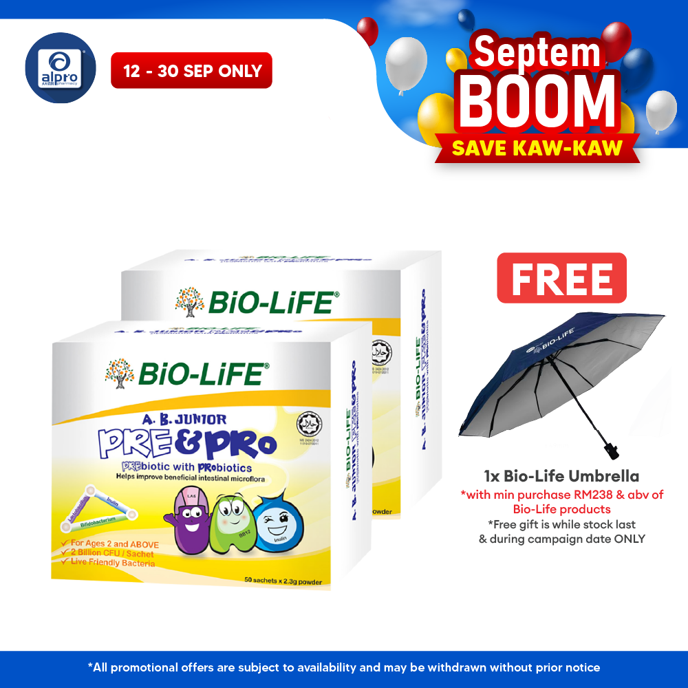 Bio-life A.B. Junior Prebiotic & Probiotic 2.3g 2x50s | Improve Bowel Movement