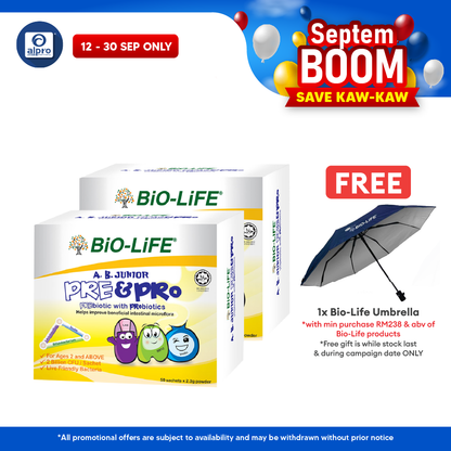 Bio-life A.B. Junior Prebiotic & Probiotic 2.3g 2x50s | Improve Bowel Movement