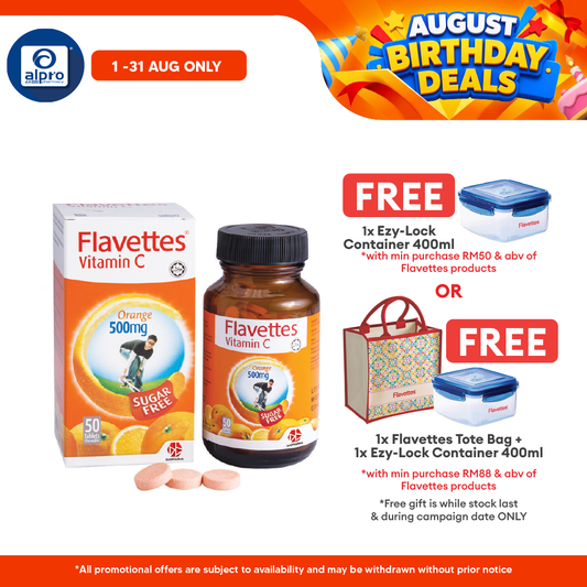 Flavettes Sugar Free Vitamin C 500mg Orange 50s | Boost Immune System Flavettes