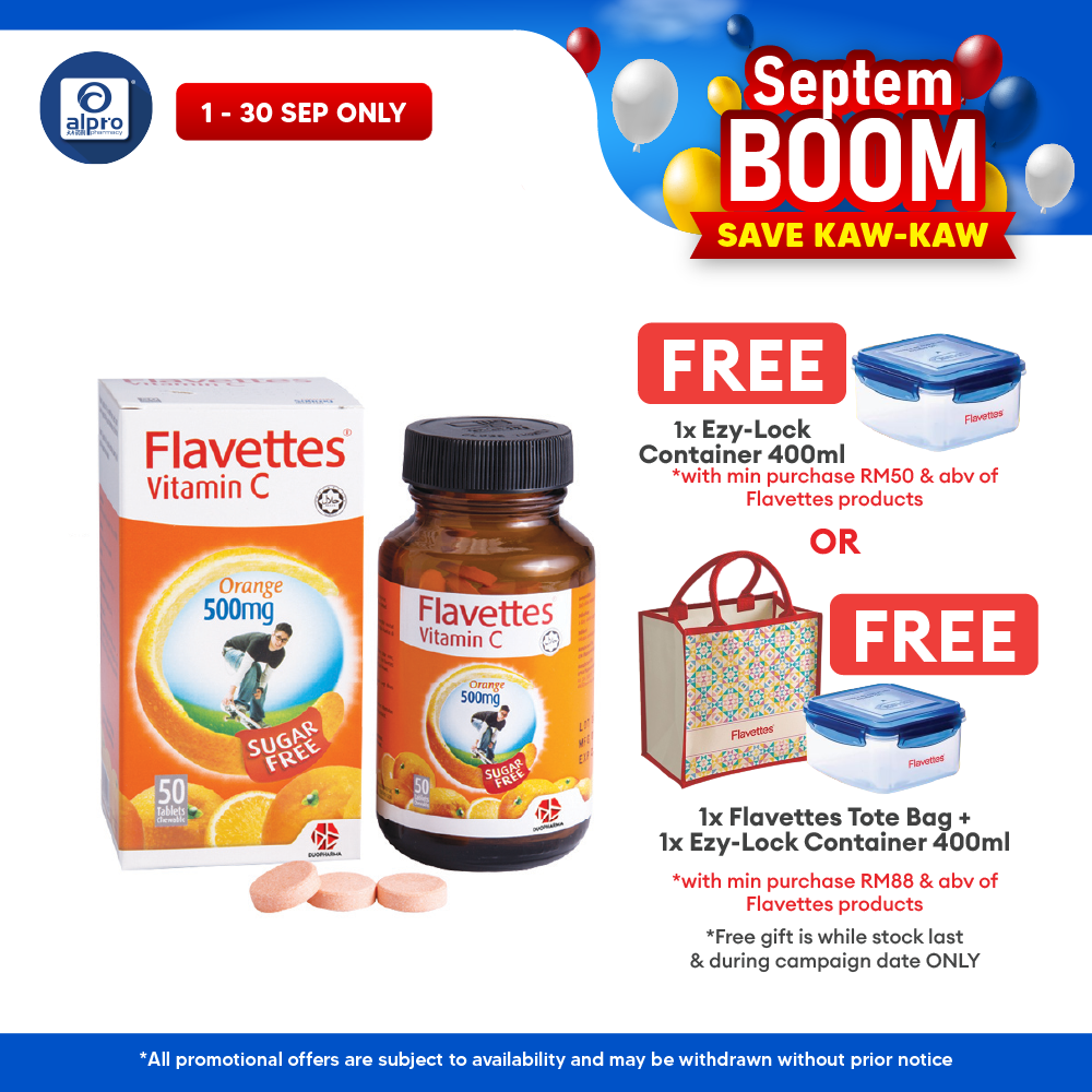 Flavettes Sugar Free Vitamin C 500mg Orange 50s | Boost Immune System Flavettes