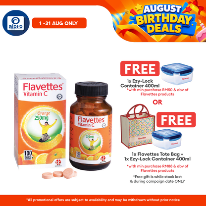 Flavettes Vitamin C 250mg Orange for Adults 100s  | Immune System Health Flavettes