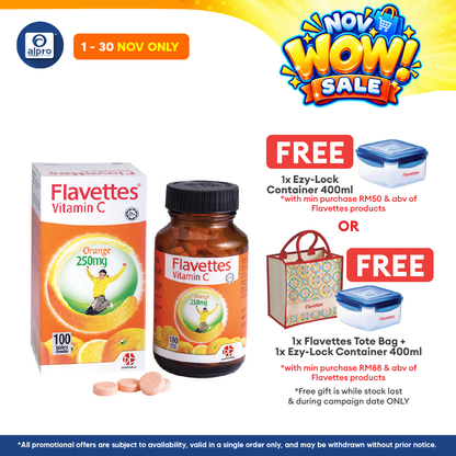 Flavettes Vitamin C 250mg Orange for Adults 100s | Immune System Health