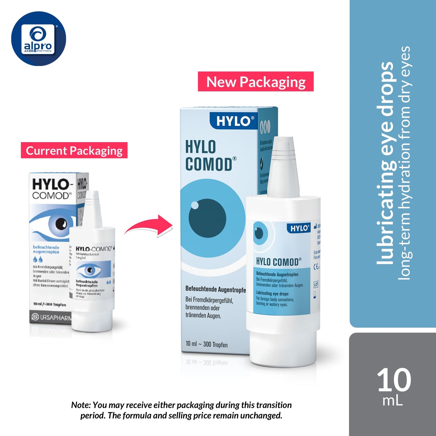 Hylo-comod 1mg/ml Eye Drops 10ml | Long-Lasting Hydration From Dry Eyes Ursapharm