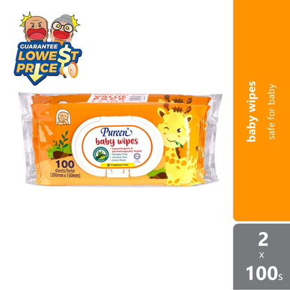 Pureen Baby Wipes Fragrance Free (2 X 100's) [value Pack] Pureen