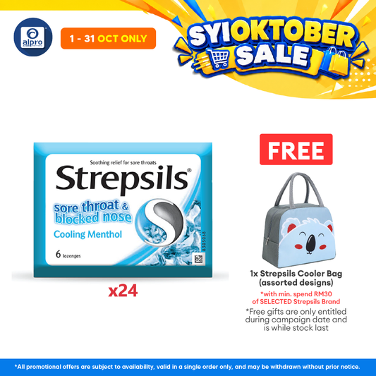 Strepsils Sore Throat &blocked Nose Cooling Menthol 24x6s