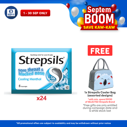 Strepsils Sore Throat &blocked Nose Cooling Menthol 24x6s