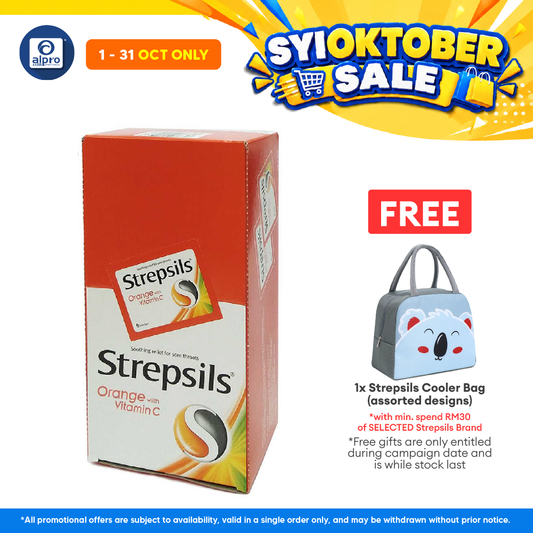 Strepsils Vitamin C-100 (Orange Flavour) 24x6s | Soothing Relief For Sore Throat