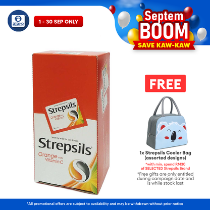 Strepsils Vitamin C-100 (Orange Flavour) 24x6s | Soothing Relief For Sore Throat