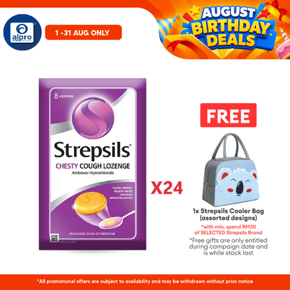 Strepsils Chesty Cough Lozenge 24x8s | Ambroxol Hydrochloride Strepsils
