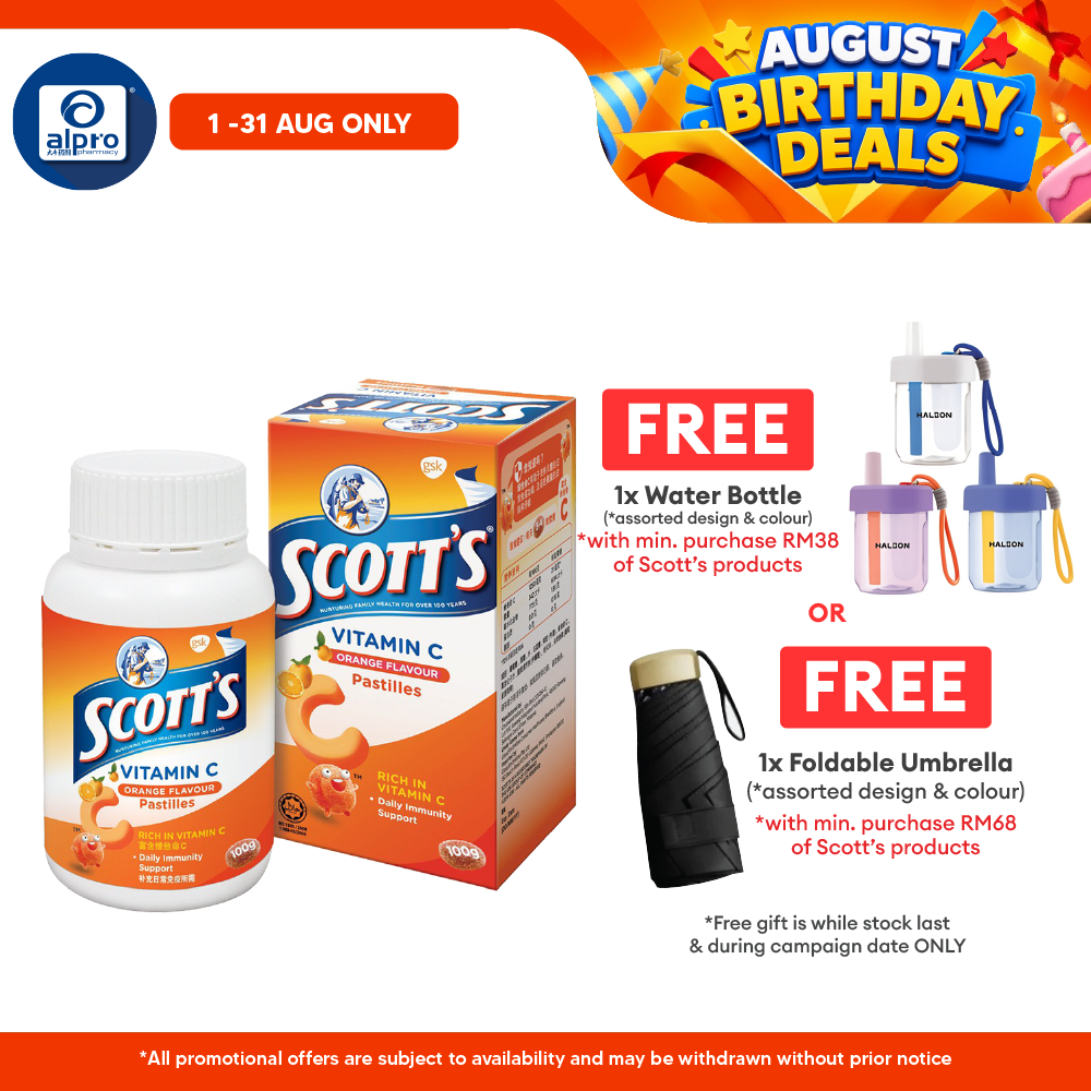 Scotts Vitamin C Pastilles (Orange) 50s | For Children Above 2 Years Old Scotts