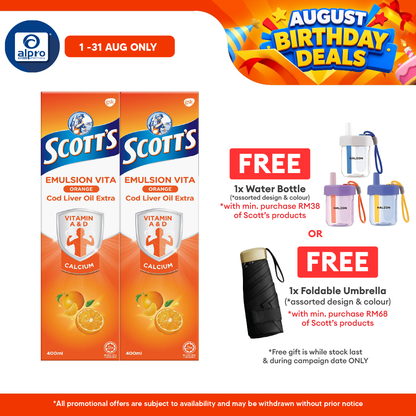 Scotts Emulsion Cod Liver Oil Orange 2x400ml | Boost Immune System Scotts