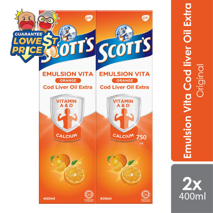 Scotts Emulsion Cod Liver Oil Orange 2x400ml | Boost Immune System Scotts