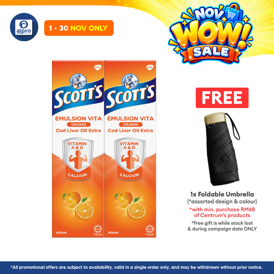 Scotts Emulsion Cod Liver Oil Orange 2x400ml | Boost Immune System