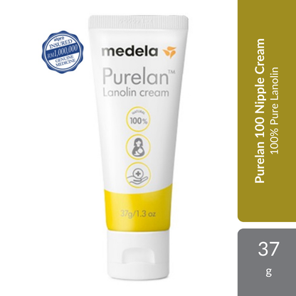 Medela Purelan 100 Nipple Cream 37g | 100% Pure Lanolin For Soothing Dry & Sore Nipples Medela