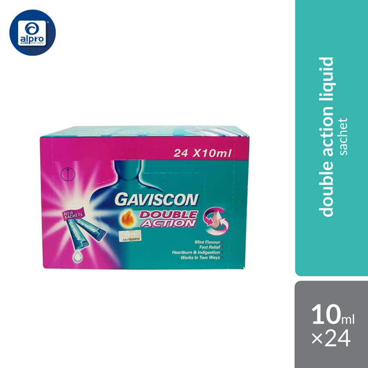 Gaviscon Double Action (sachet) 10ml 24s | Neutralises Excess Stomach Acid to Alleviate Discomfort Gaviscon