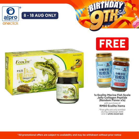 Ecolite Pati Ikan Haruan+gamat 6s With 2s 70ml Ecolite
