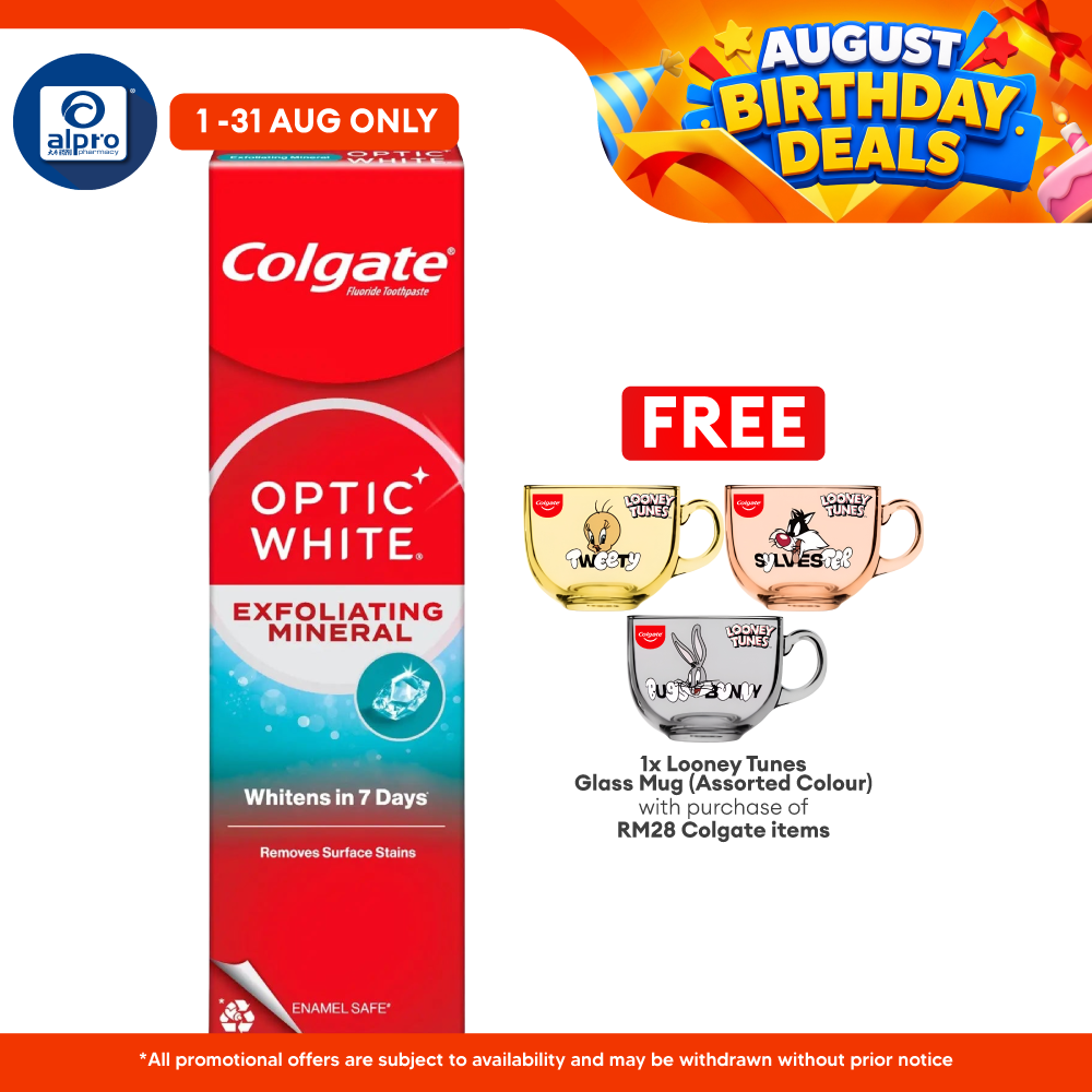 Colgate Optic White Mint Plus Mineral 100g | Cleans and Safely Whitens Teeth Surface Colgate