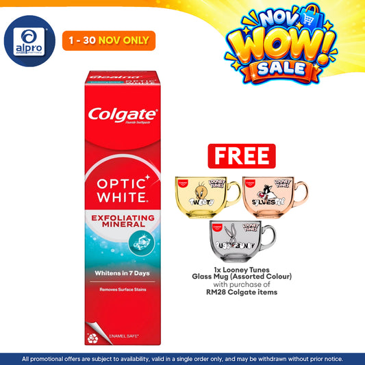 Colgate Optic White Mint Plus Mineral 100g | Cleans and Safely Whitens Teeth Surface