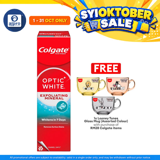 Colgate Optic White Mint Plus Mineral 100g | Cleans and Safely Whitens Teeth Surface