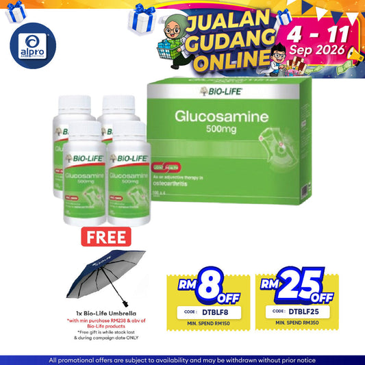 Bio-Life Glucosamine 500mg 4x100s | Maintain Joint Health Bio-life