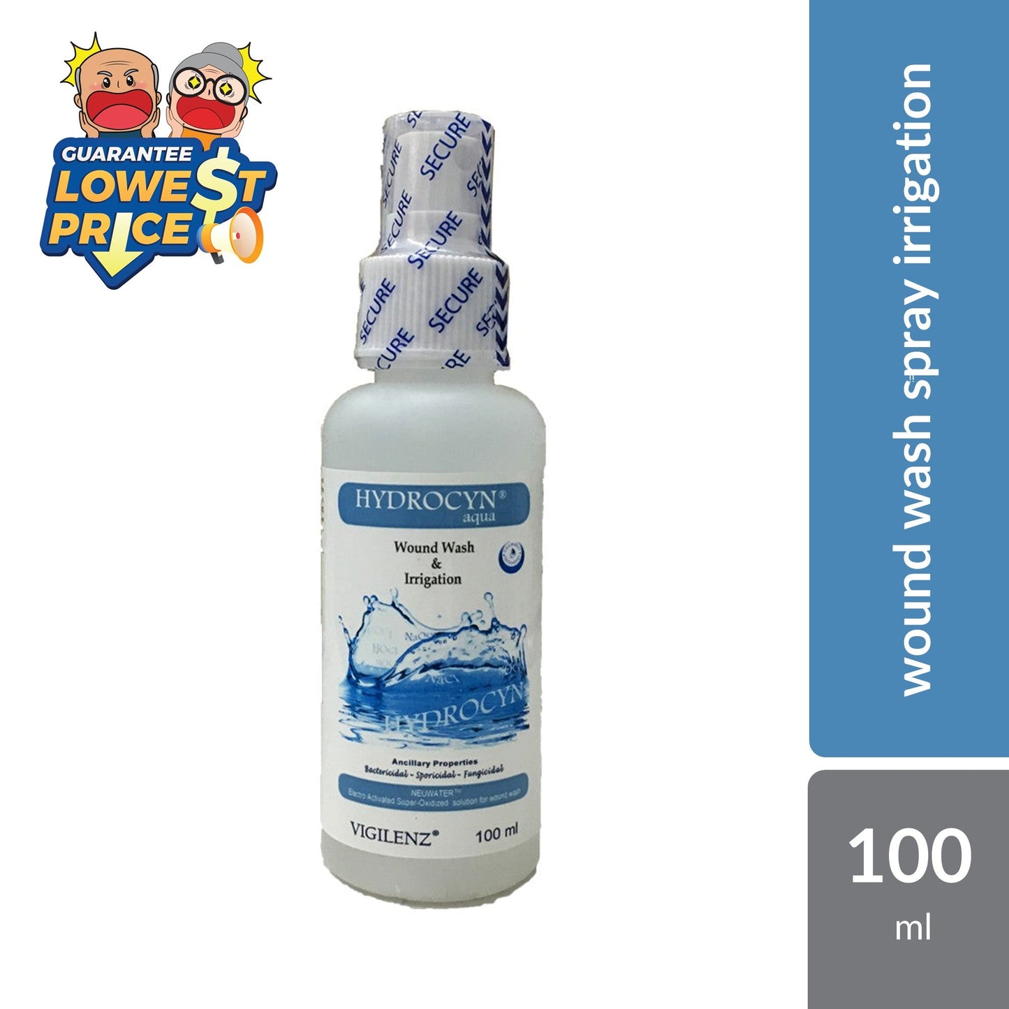 Vigilenz Hydrocyn Aqua Wound Care Spray Mist 100ml | Reduces Bacteria Load Vigilenz
