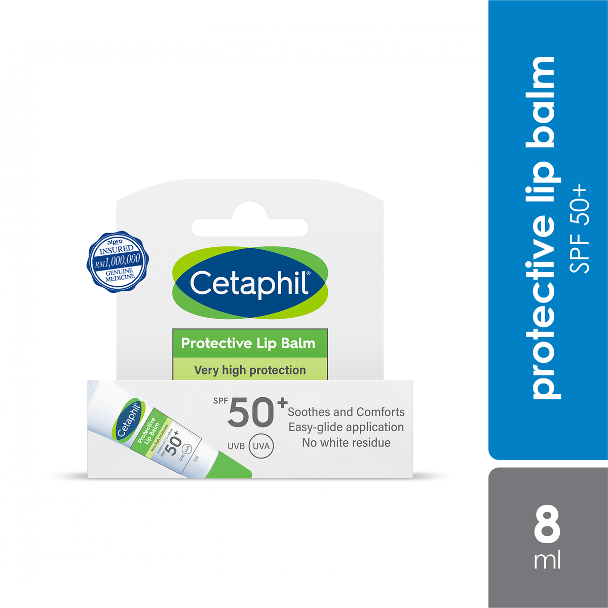 Cetaphil Protective Lip Balm SPF50+ 8ml | Soothe Dry Lips Cetaphil