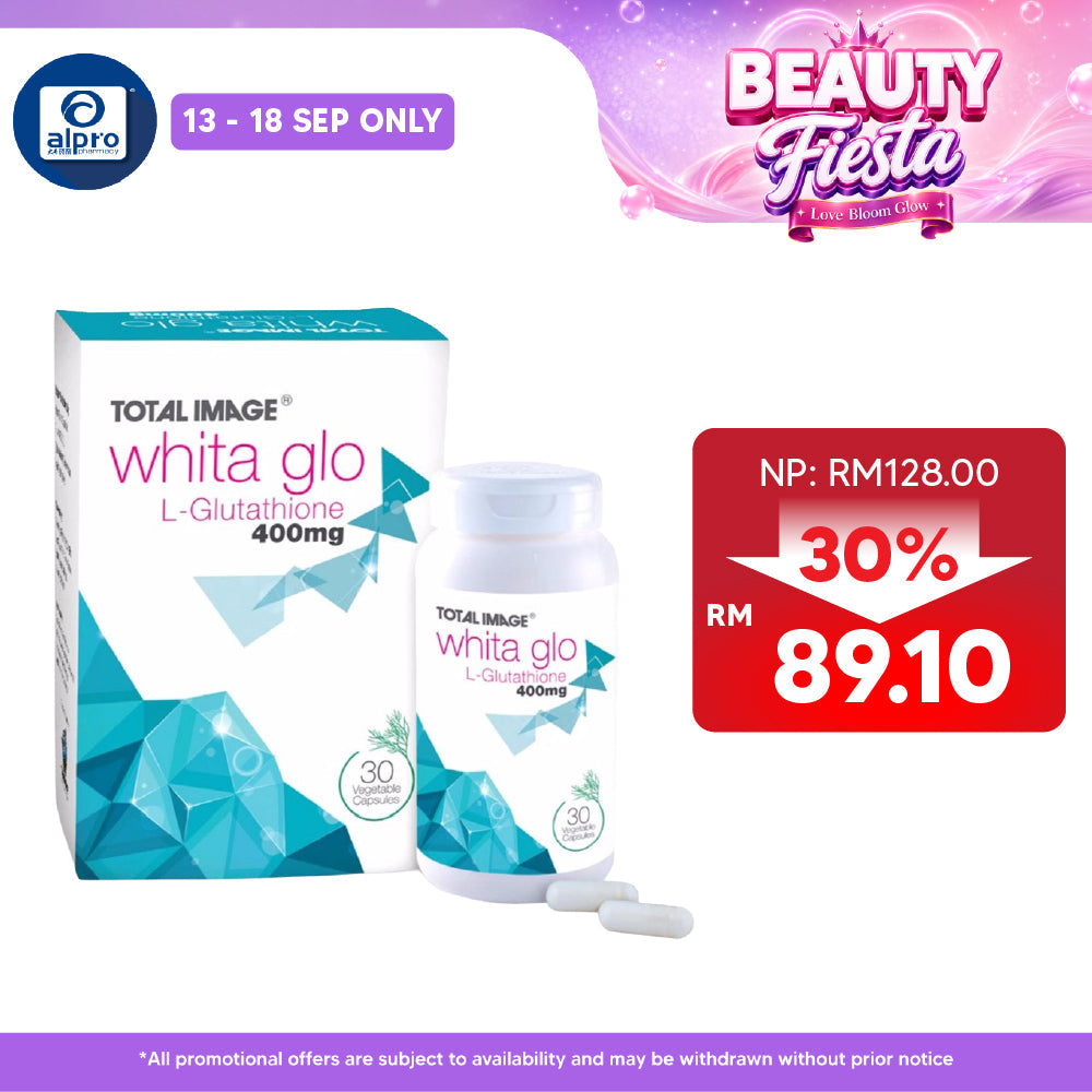 Total Image Whita Glo L-Glutathione 400mg 30's | Reverse Skin's Metabolism