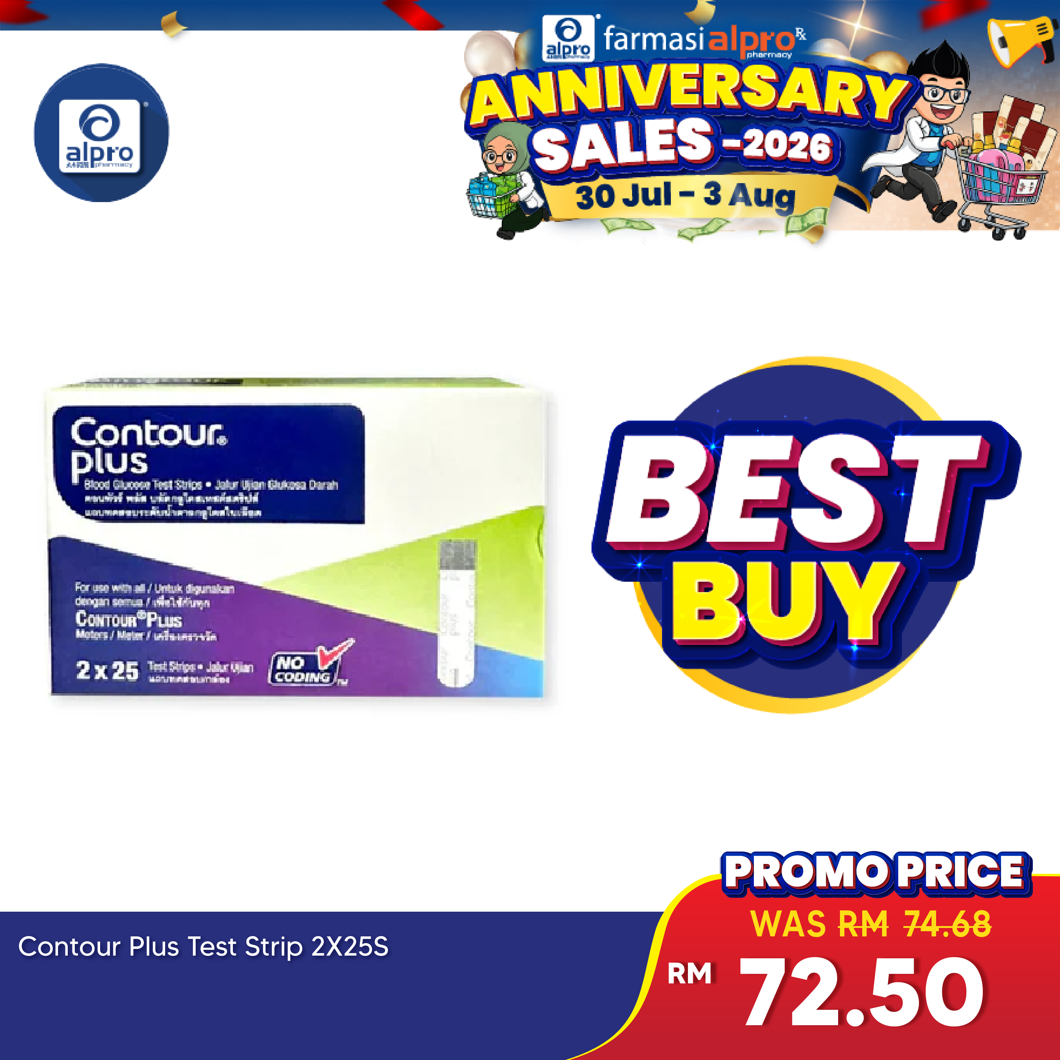 Contour Plus Test Strip 2x25s | Get The Right Amount Of Blood Contour