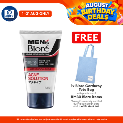 Biore Men Double Scrub Acne Facial Foam 100g Biore Mens