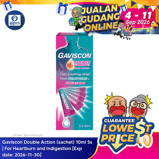Gaviscon Double Action (sachet) 10ml 5s | For Heartburn and Indigestion [Exp date: 2026-11-30] Gaviscon