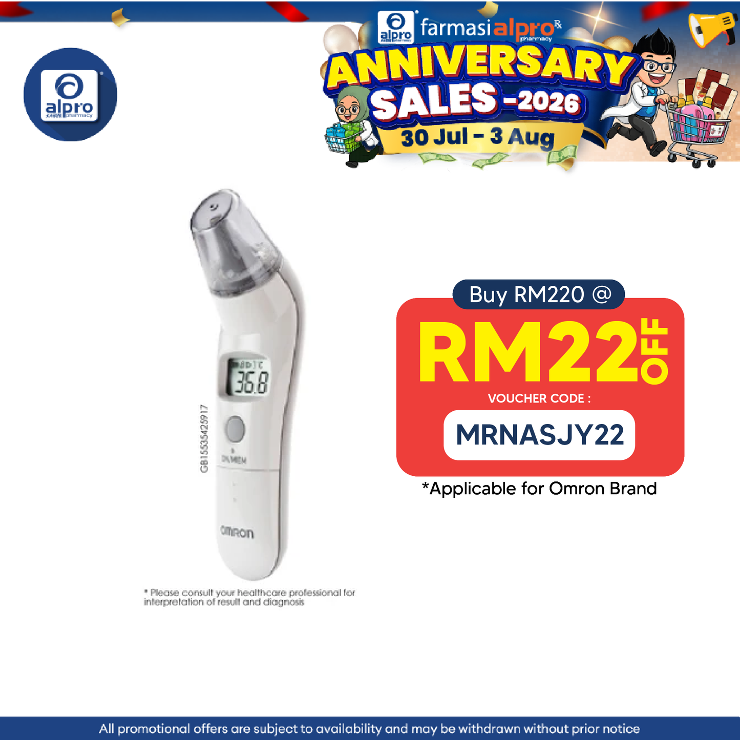 Omron Ear Thermometer TH839S (MC-523) | For All Ages Omron