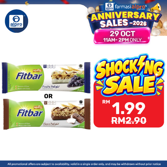 Fitbar Snack Bar (Fruits / Chocolate) 22g | Low Calorie Healthy Snack