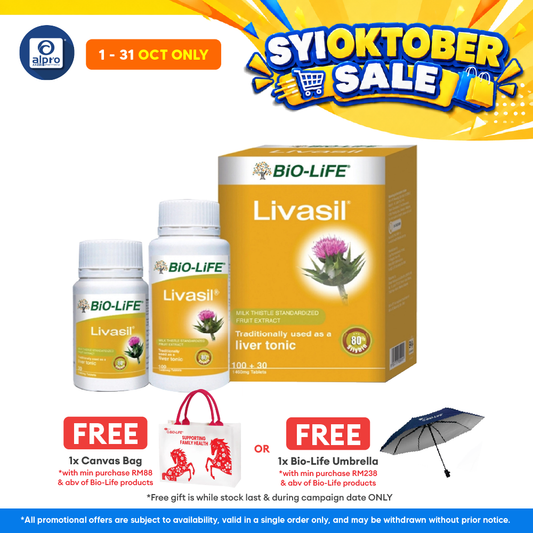 Bio-life Livasil w Milk Thistle 100s FREE 30s | Liver Health