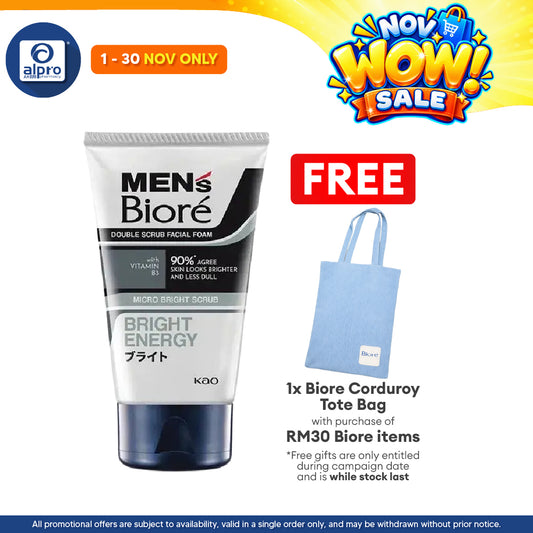 Biore Men Double Scrub Bright Clean Foam 100g