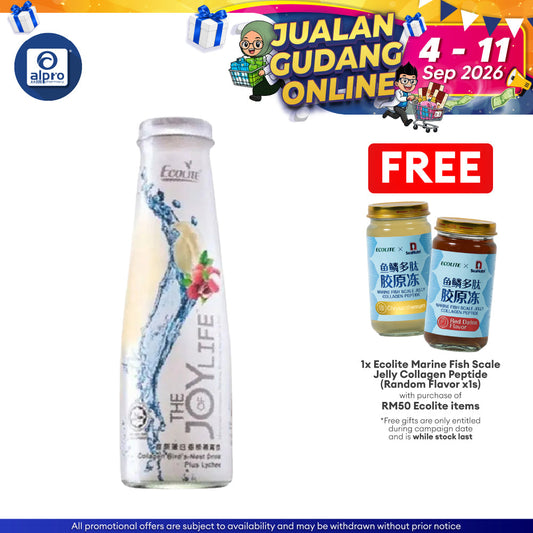 Ecolite Collagen Birds Nest Drink Lychee 250ml | Promote Cell Renewal Ecolite