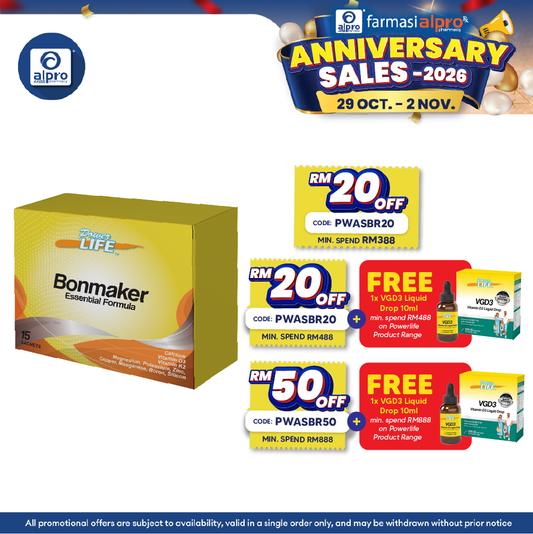 Powerlife Bonmaker Essential Formula 15/box | Bone Health Supplement