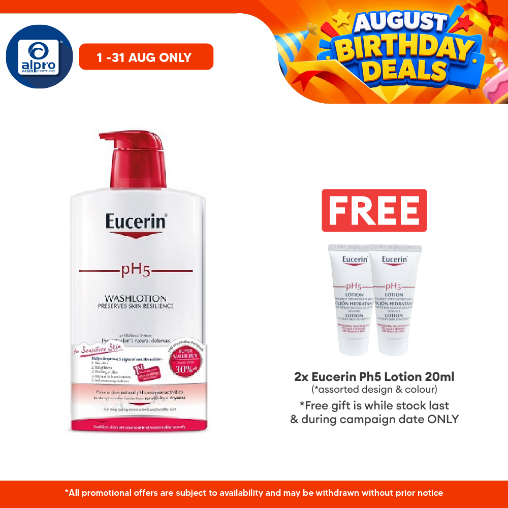 Eucerin pH5 Wash Lotion 2 x 1000ml | Protects Skin Natural Defenses Eucerin