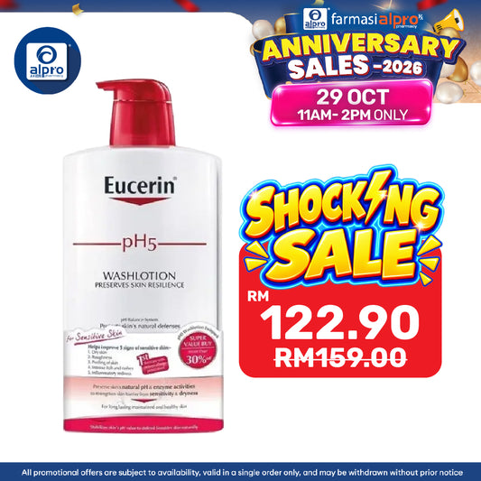 Eucerin pH5 Wash Lotion 2 x 1000ml | Protects Skin Natural Defenses