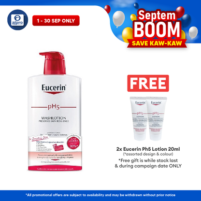 Eucerin pH5 Wash Lotion 2 x 1000ml | Protects Skin Natural Defenses Eucerin