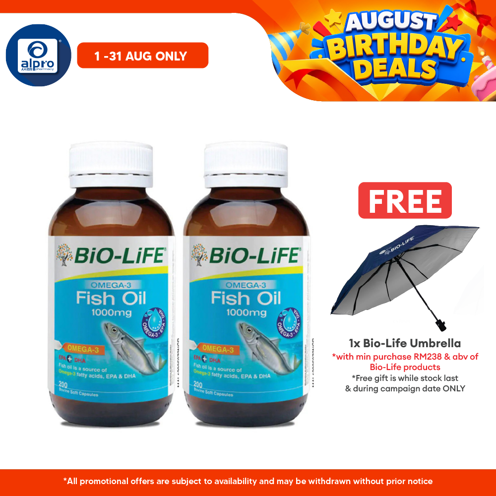 Bio-life Omega 3 Fish Oil 1000mg 2x200s | Brain & Memory Bio-life