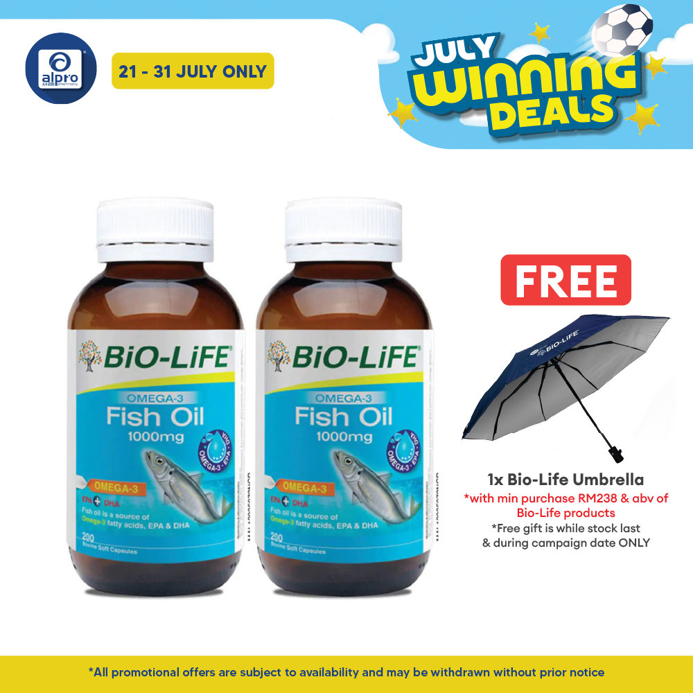 Bio-life Omega 3 Fish Oil 1000mg 2x200s | Brain & Memory Bio-life