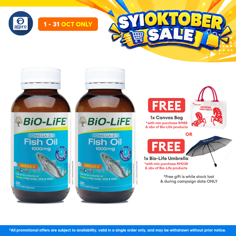 Bio-life Omega 3 Fish Oil 1000mg 2x200s | Brain & Memory