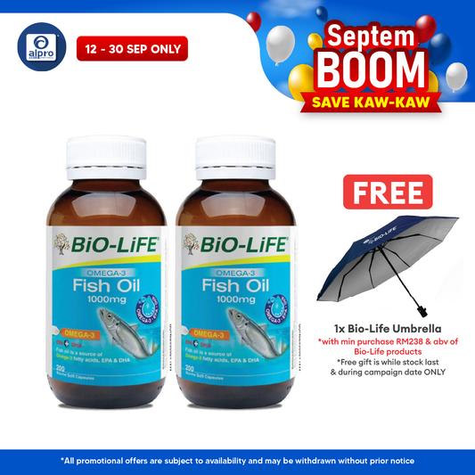 Bio-life Omega 3 Fish Oil 1000mg 2x200s | Brain & Memory