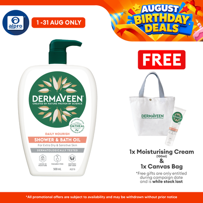 Dermaveen Shower & Bath Oil 500ml | Gentle and Moisturizing Dermaveen