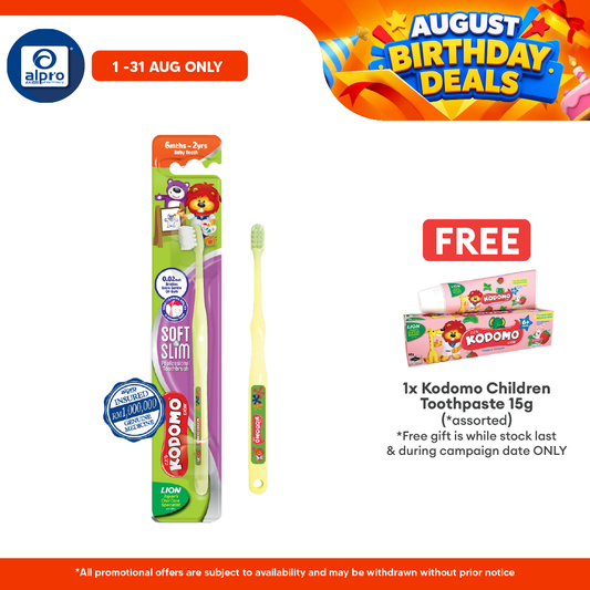 Kodomo Soft & Slim Toothbrush (Baby Teeth) | Suitable for Kids 6Months - 2Years Kodomo