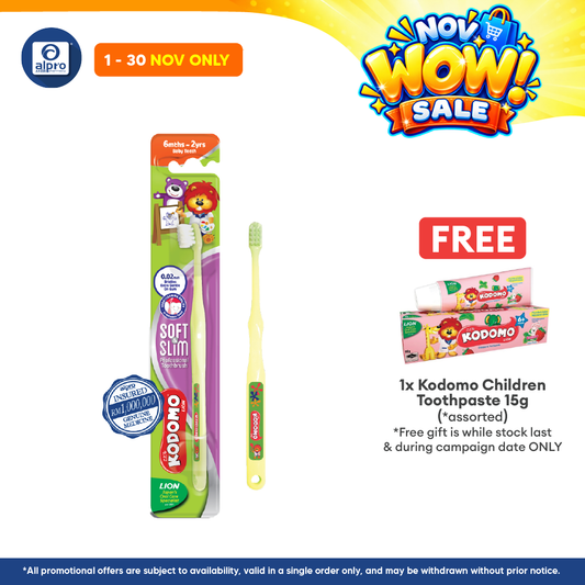 Kodomo Soft & Slim Toothbrush (Baby Teeth) | Suitable for Kids 6Months - 2Years