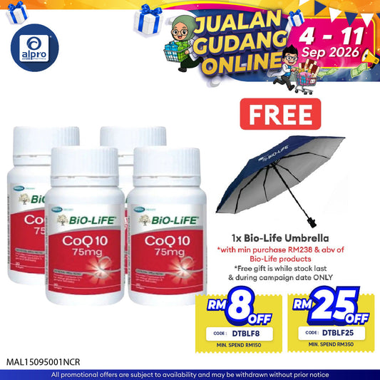 Bio-life CoQ 10 75mg 4x30s | Energy Production & High Antioxidant Bio-life
